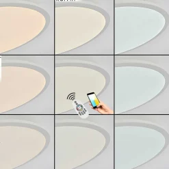 Plafonnier Sani Led Blanc, 1 Lumiere, Telecommandes, Changeur De Couleurs