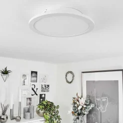 Plafonnier Sani Led Blanc, 1 Lumiere, Telecommandes, Changeur De Couleurs