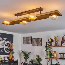 Plafonnier Santorum Argent Oxyde, Ecru, 4 Lumieres