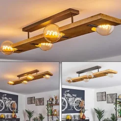 Plafonnier Santorum Argent Oxyde, Ecru, 4 Lumieres