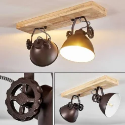 Plafonnier Svanfolk Brun, Noir, Blanc, 2 Lumieres