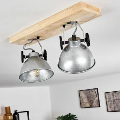 Plafonnier Svanfolk Brun, Noir, Zingue, 2 Lumieres