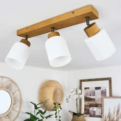 Plafonnier Tercier Argent Oxyde, Ecru, 3 Lumieres