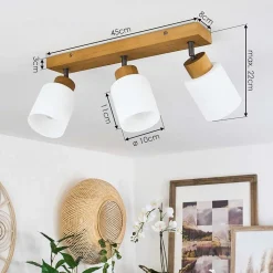 Plafonnier Tercier Argent Oxyde, Ecru, 3 Lumieres