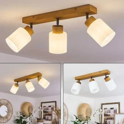 Plafonnier Tercier Argent Oxyde, Ecru, 3 Lumieres