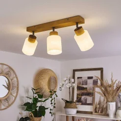 Plafonnier Tercier Argent Oxyde, Ecru, 3 Lumieres