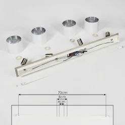 Plafonnier Tibro Argente, Blanc, 4 Lumieres