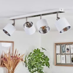 Plafonnier Tibro Argente, Blanc, 4 Lumieres