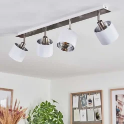 Plafonnier Tibro Argente, Blanc, 4 Lumieres