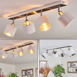 Plafonnier Tibro Argente, Blanc, 4 Lumieres