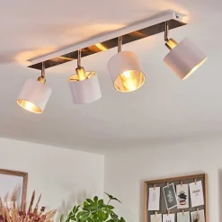 Plafonnier Tibro Argente, Blanc, 4 Lumieres