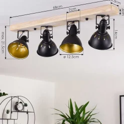 Plafonnier Tina Bois Clair, 4 Lumieres