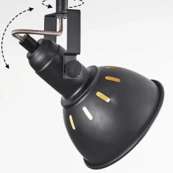 Plafonnier Tina Chrome, Bois Fonce, Noir, 3 Lumieres