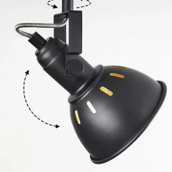 Plafonnier Tina Chrome, Bois Fonce, Noir, 4 Lumieres