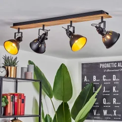 Plafonnier Tina Chrome, Ecru, Noir, 4 Lumieres