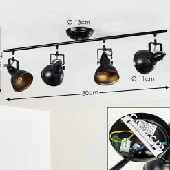 Plafonnier Tina Noir, 4 Lumieres