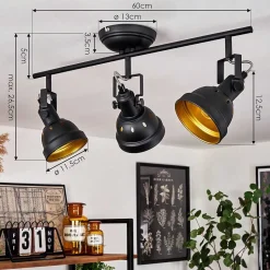 Plafonnier Tita Noir, 3 Lumieres