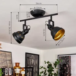 Plafonnier Tita Noir, 2 Lumieres