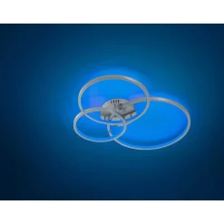 Plafonnier Trio Aaron Led Nickel Mat, 1 Lumiere, Telecommandes, Changeur De Couleurs