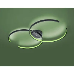 Plafonnier Trio Leuchten Wiz Citizen Led Noir, 2 Lumieres, Telecommandes, Changeur De Couleurs