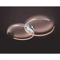 Plafonnier Trio Leuchten Wiz Citizen Led Nickel Mat, 2 Lumieres, Telecommandes, Changeur De Couleurs