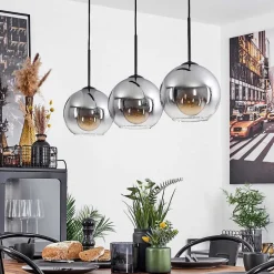 Plafonnier Verre 20 Cm Koyoto Clair, Fume, 3 Lumieres