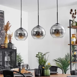 Plafonnier Verre 20 Cm Koyoto Clair, Fume, 3 Lumieres