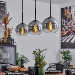 Plafonnier Verre 20 Cm Koyoto Clair, Fume, 3 Lumieres