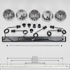 Plafonnier Verre 20 Cm Koyoto Clair, Fume, 5 Lumieres