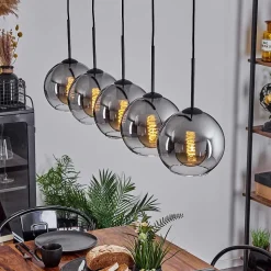 Plafonnier Verre 20 Cm Koyoto Clair, Fume, 5 Lumieres