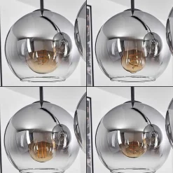 Plafonnier Verre 20 Cm Koyoto Clair, Fume, 5 Lumieres