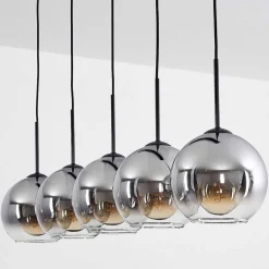 Plafonnier Verre 20 Cm Koyoto Clair, Fume, 5 Lumieres