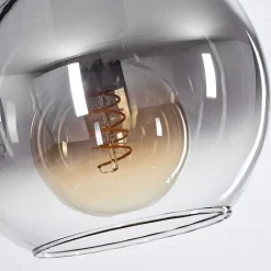 Plafonnier Verre 20 Cm Koyoto Clair, Fume, 5 Lumieres