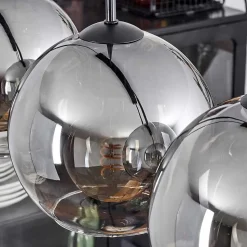 Plafonnier Verre 20 Cm Koyoto Clair, Fume, 5 Lumieres