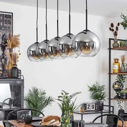 Plafonnier Verre 20 Cm Koyoto Clair, Fume, 5 Lumieres