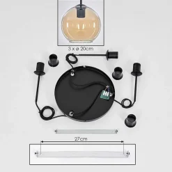 Plafonnier Verre 20 Cm Koyoto Ambre, 3 Lumieres