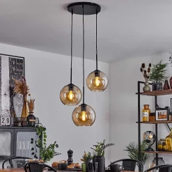 Plafonnier Verre 20 Cm Koyoto Ambre, 3 Lumieres