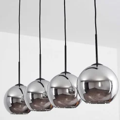 Plafonnier Verre 20 Cm Koyoto Chrome, Fume, 4 Lumieres