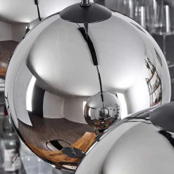 Plafonnier Verre 20 Cm Koyoto Chrome, Fume, 4 Lumieres