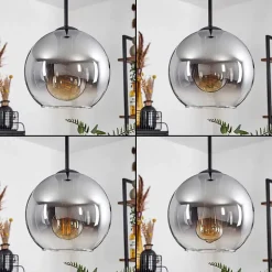 Plafonnier Verre 20 Cm Koyoto Clair, Fume, 1 Lumiere