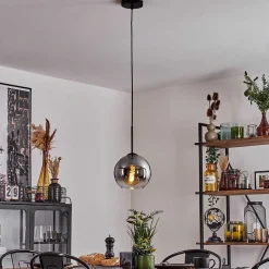 Plafonnier Verre 20 Cm Koyoto Clair, Fume, 1 Lumiere