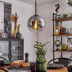 Plafonnier Verre 20 Cm Koyoto Clair, Fume, 1 Lumiere