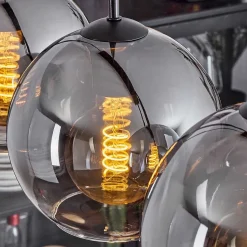 Plafonnier Verre 20 Cm Koyoto Clair, Fume, 4 Lumieres