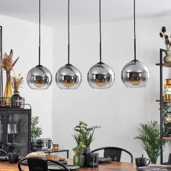 Plafonnier Verre 20 Cm Koyoto Clair, Fume, 4 Lumieres