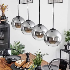 Plafonnier Verre 20 Cm Koyoto Clair, Fume, 4 Lumieres