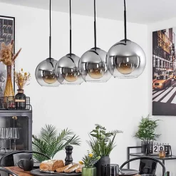 Plafonnier Verre 20 Cm Koyoto Clair, Fume, 4 Lumieres