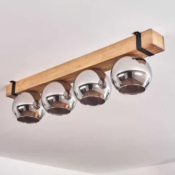 Plafonnier Verre 15Cm Montgomery Ecru, Noir, 4 Lumieres