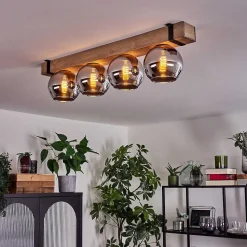 Plafonnier Verre 15Cm Montgomery Ecru, Noir, 4 Lumieres