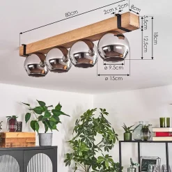 Plafonnier Verre 15Cm Montgomery Ecru, Noir, 4 Lumieres