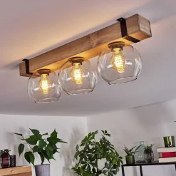 Plafonnier Verre 15Cm Montgomery Ecru, Noir, 3 Lumieres